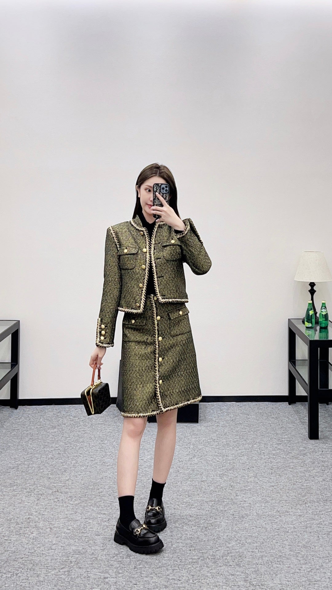 Stand Collar Knitted Set