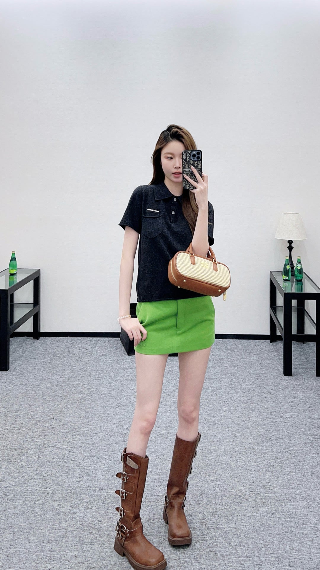 Collared Knit Short-Sleeve Sweater