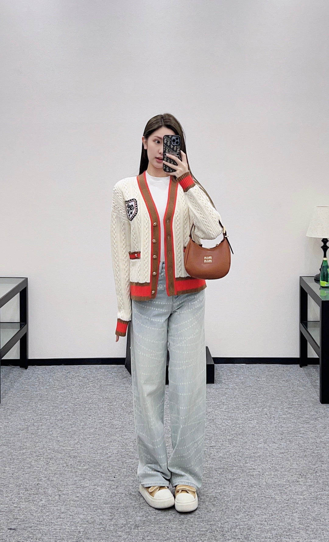 Embroidered Badge Knit Cardigan