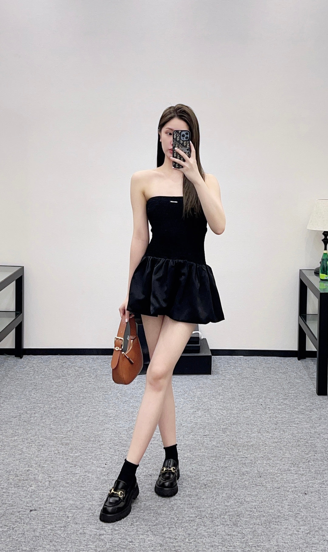 Ribboned Strapless Dress