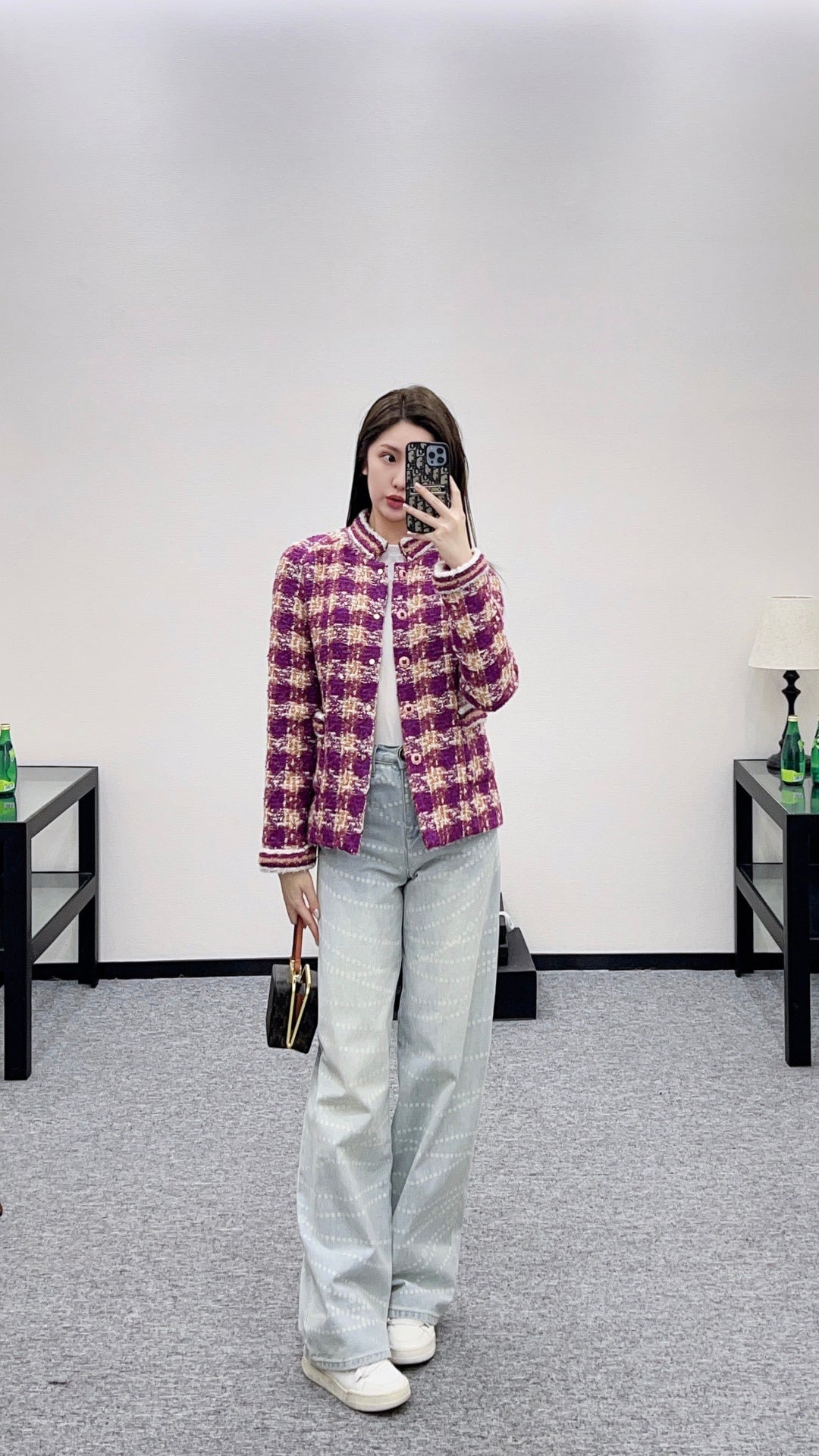 Woven Stand Collar Dress Coat