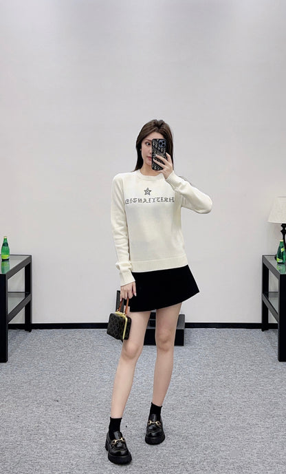 Embroidered Five-Pointed Star Sweater