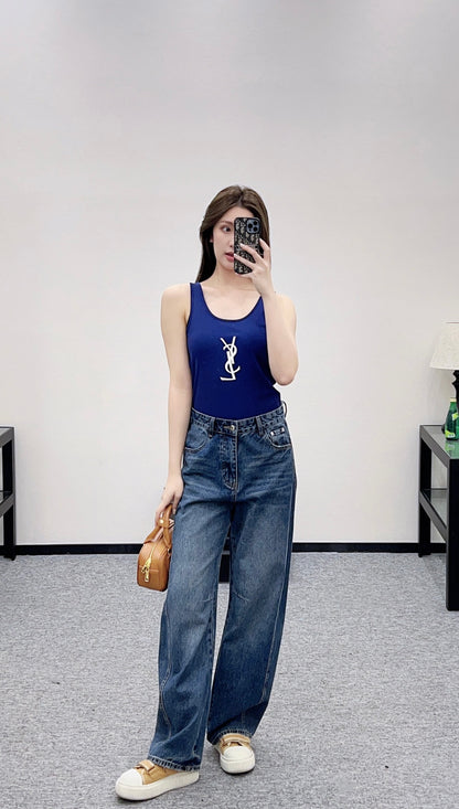 Slim Fit U-Neck Logo Vest