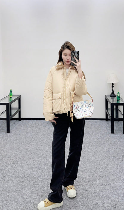 Lamb's Fur Collar Cotton Jacket