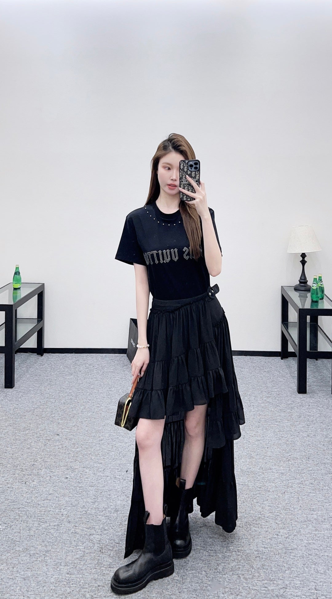 Belted Ruffle One-Piece Skirt