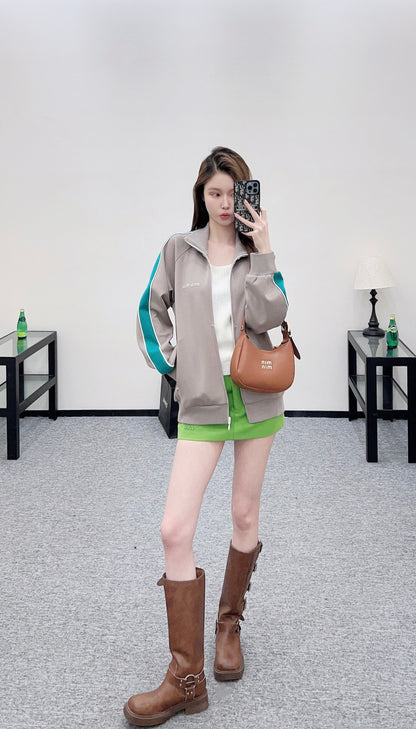 Stand Collar Webbing Casual Jacket