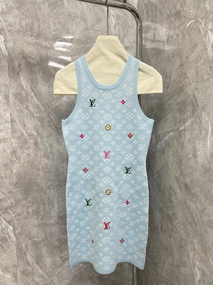 25 New Letter Logo Embroidery Concave and Concave Textured Vest Dress