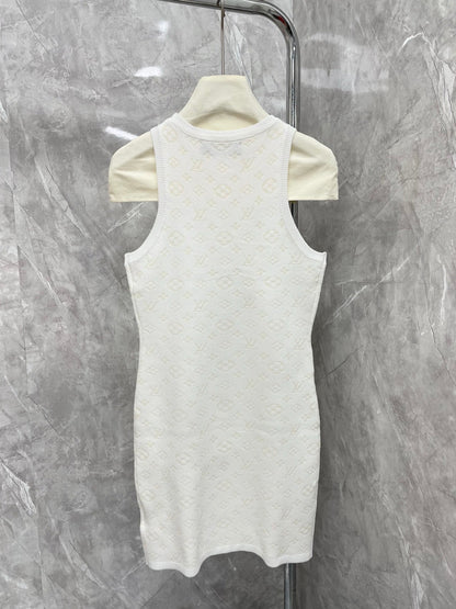 25 New Letter Logo Embroidery Concave and Concave Textured Vest Dress