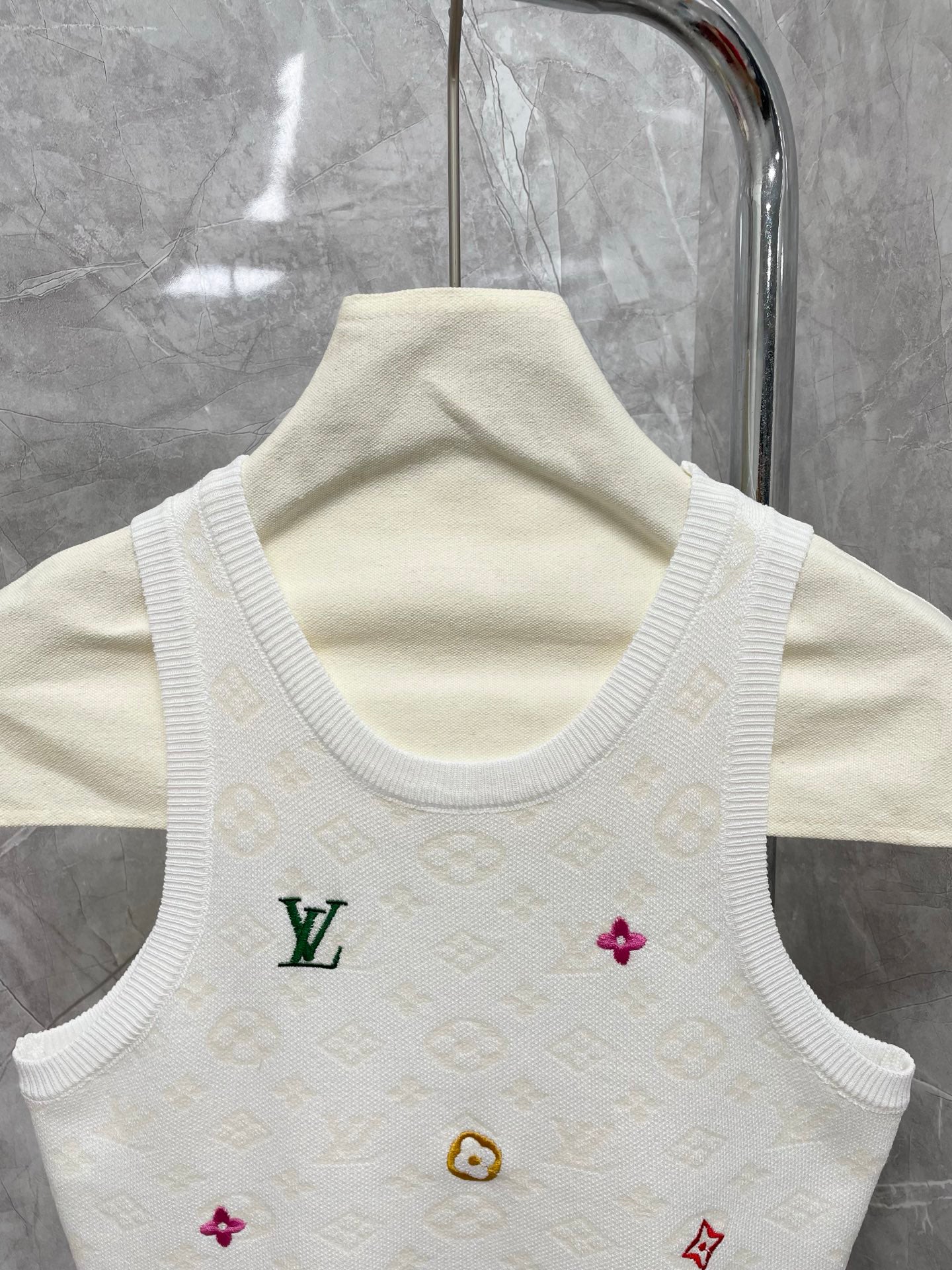 25 New Letter Logo Embroidery Concave and Concave Textured Vest Dress