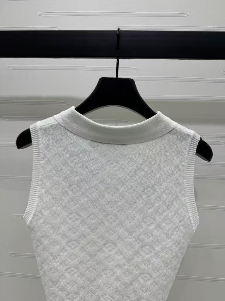25SS Embroidered letter lapel knit vest