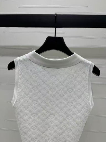 25SS Embroidered letter lapel knit vest