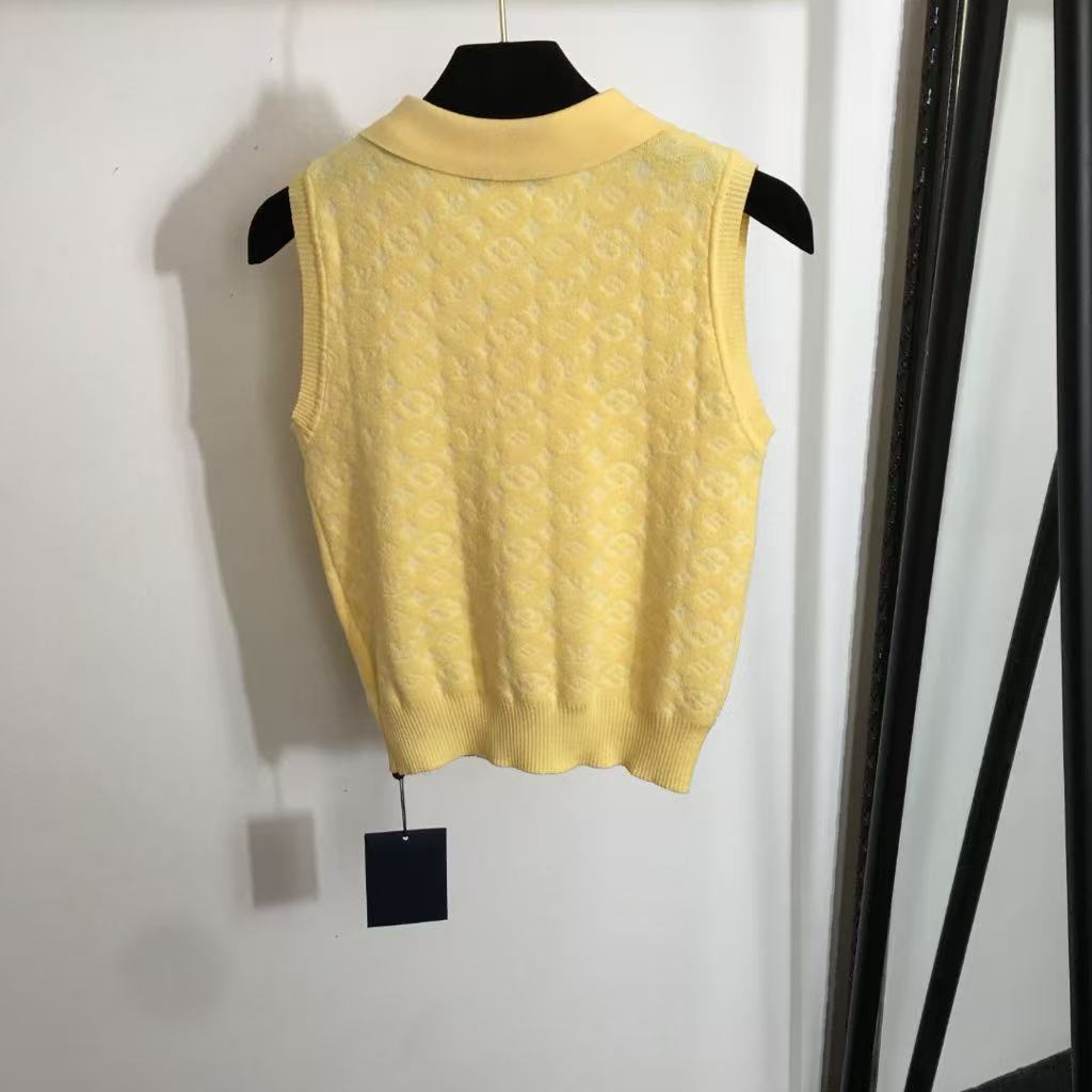 25SS Embroidered letter lapel knit vest