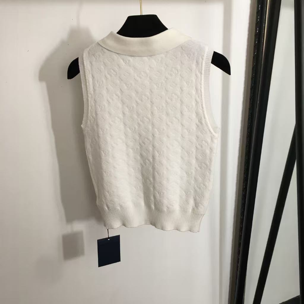 25SS Embroidered letter lapel knit vest