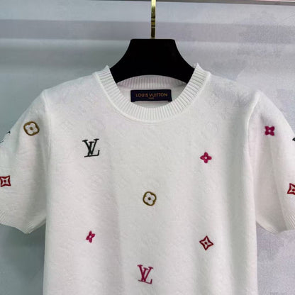 25SS Knitted round neck short sleeved shirt）