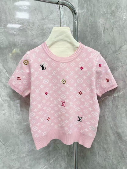 25SS Knitted round neck short sleeved shirt）