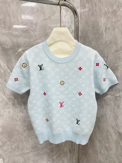 25SS Knitted round neck short sleeved shirt）