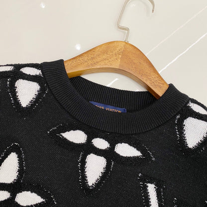 25ss spring new style reverse stitch jacquard logo knitted T-shirt