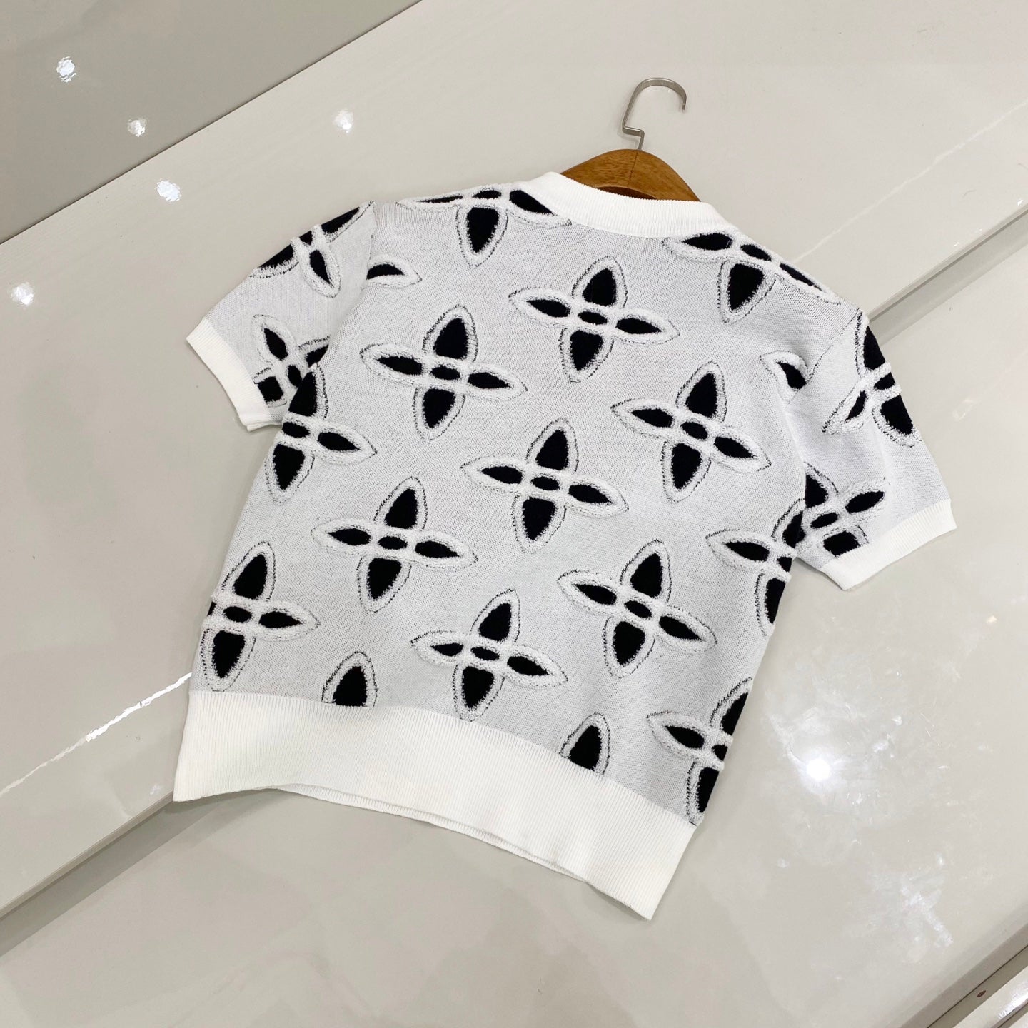 25ss spring new style reverse stitch jacquard logo knitted T-shirt