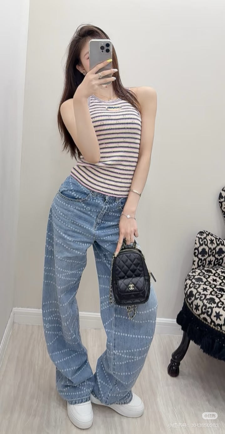 Logo wide leg jeans