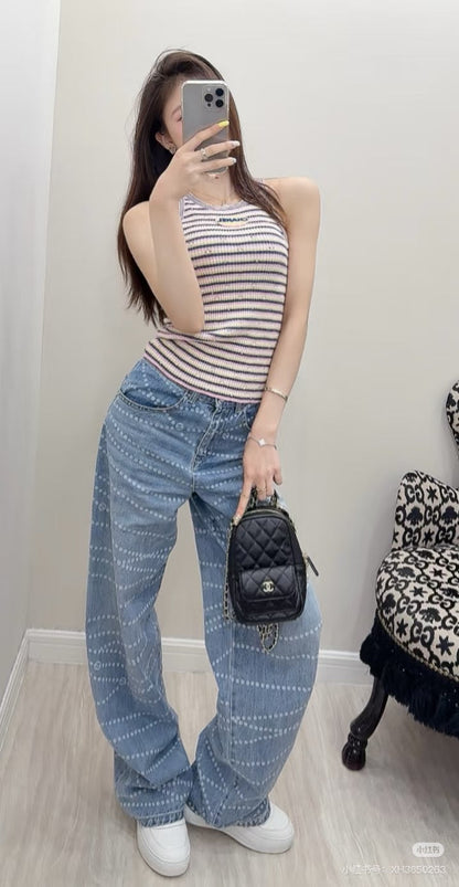 Logo wide leg jeans