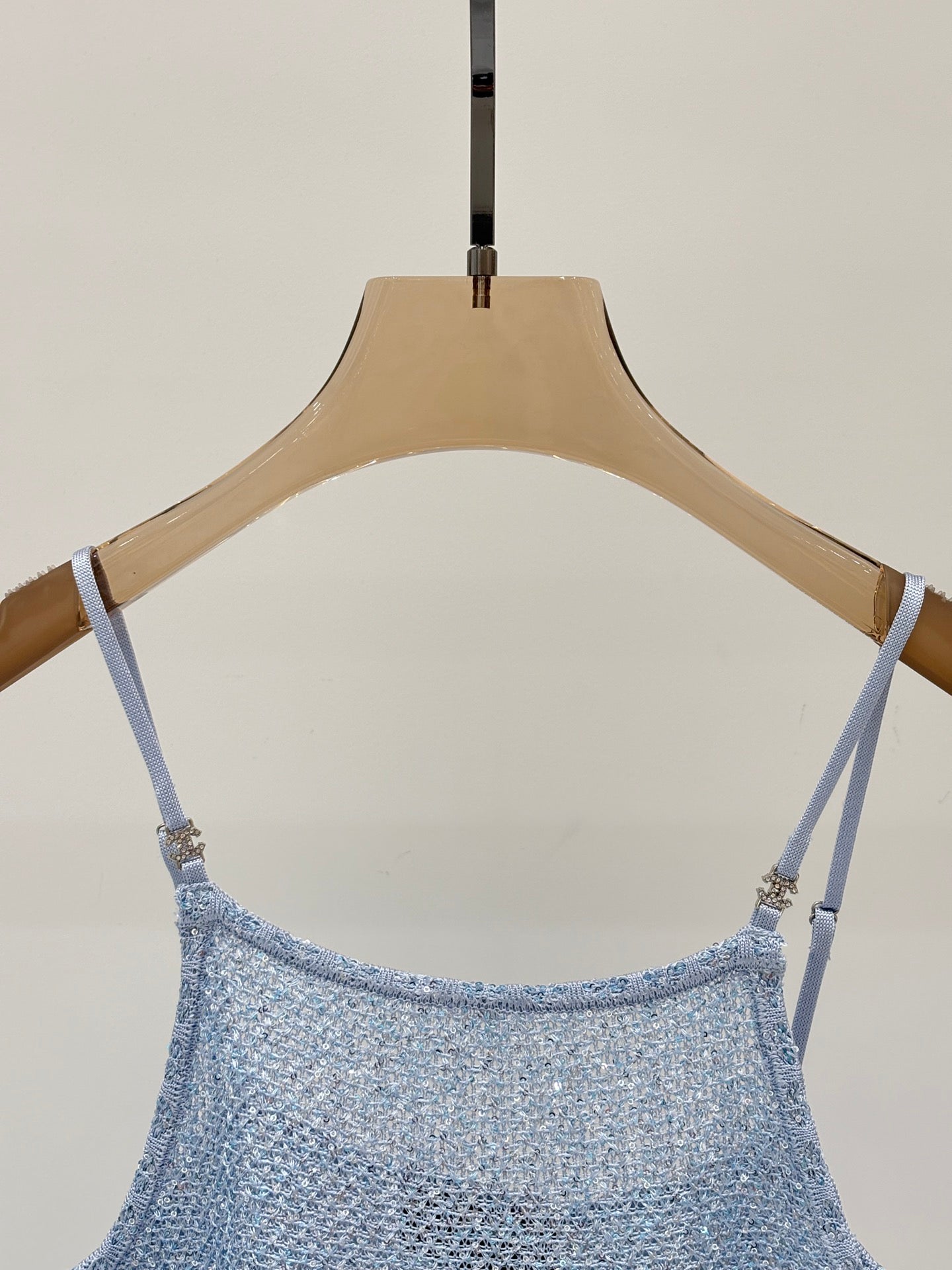 25ss Early spring new diamond button sequins decorated ruffled knitted vest