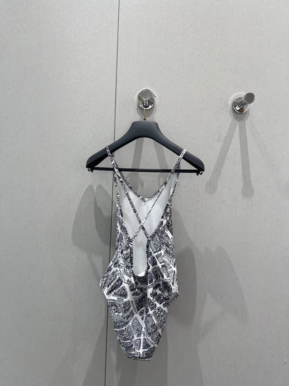 25ss Spring and Summer New Limited Edition Paris Map Printed Camisole One-Piece Swimsuit