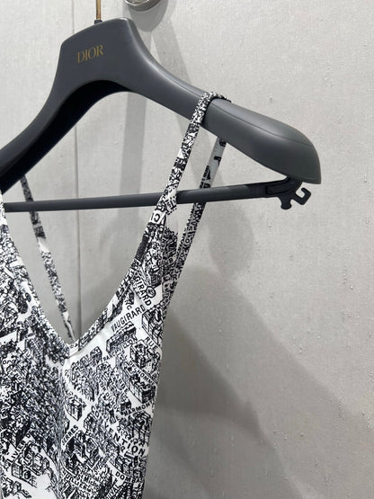 25ss Spring and Summer New Limited Edition Paris Map Printed Camisole One-Piece Swimsuit