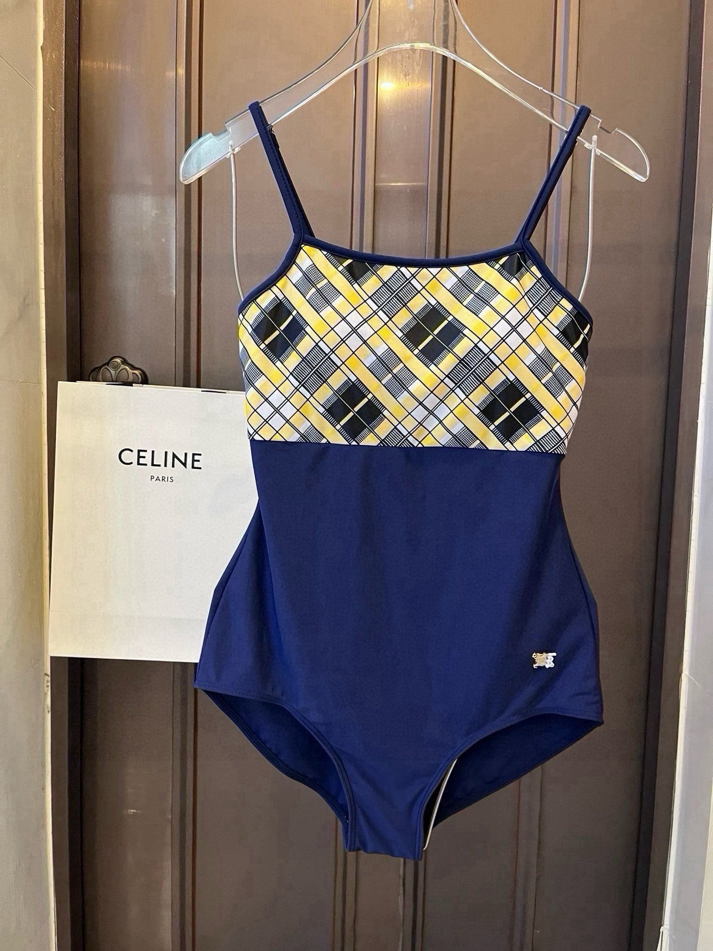 25 new summer plaid one-piece swimsuit
