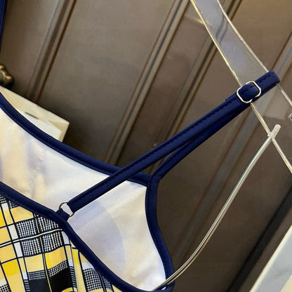 25 new summer plaid one-piece swimsuit