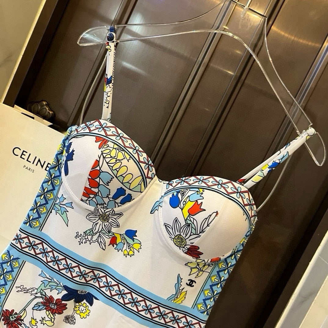 25 Summer new style one-piece swimsuit with steel ring