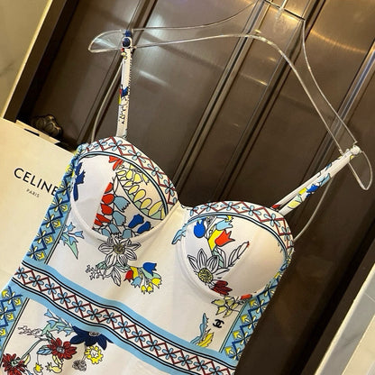 25 Summer new style one-piece swimsuit with steel ring