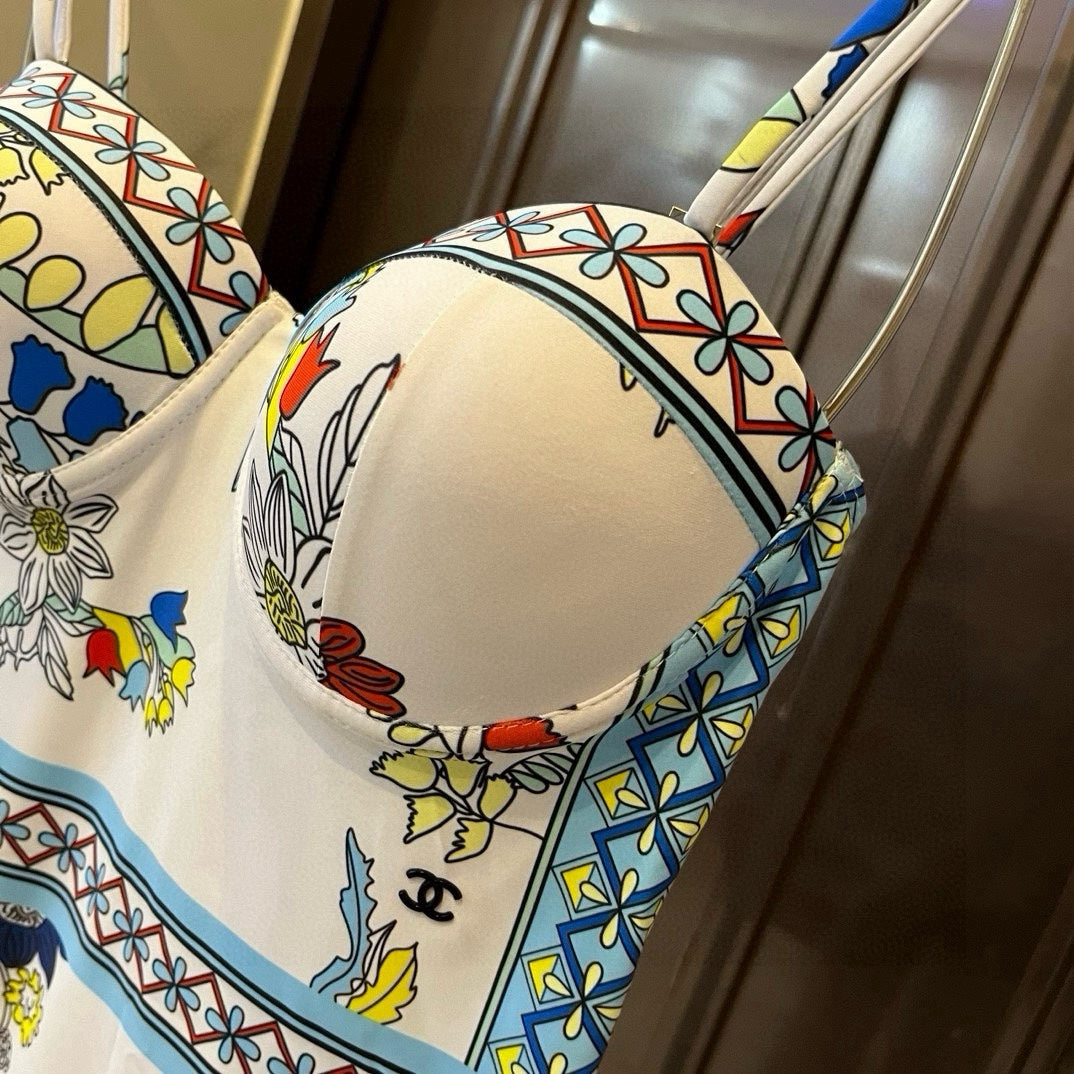 25 Summer new style one-piece swimsuit with steel ring