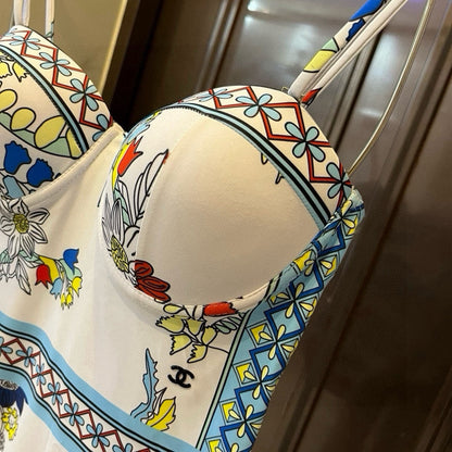 25 Summer new style one-piece swimsuit with steel ring