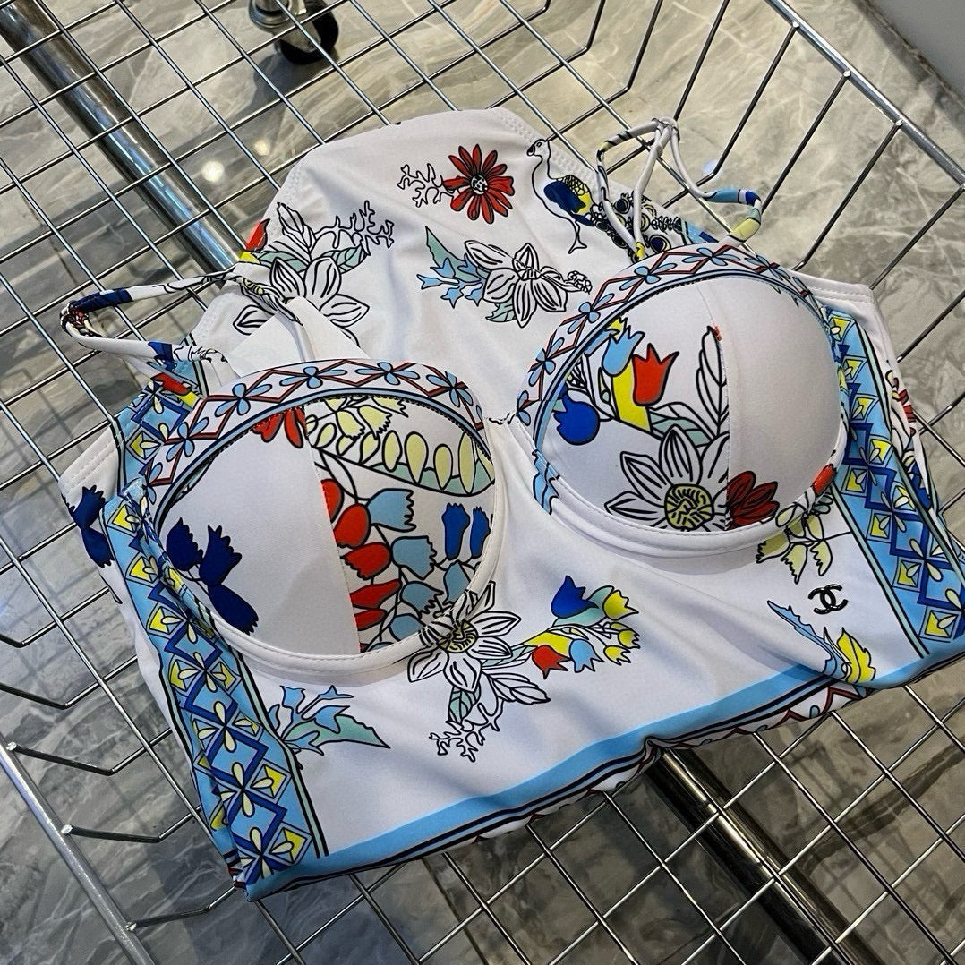 25 Summer new style one-piece swimsuit with steel ring