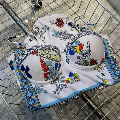 25 Summer new style one-piece swimsuit with steel ring