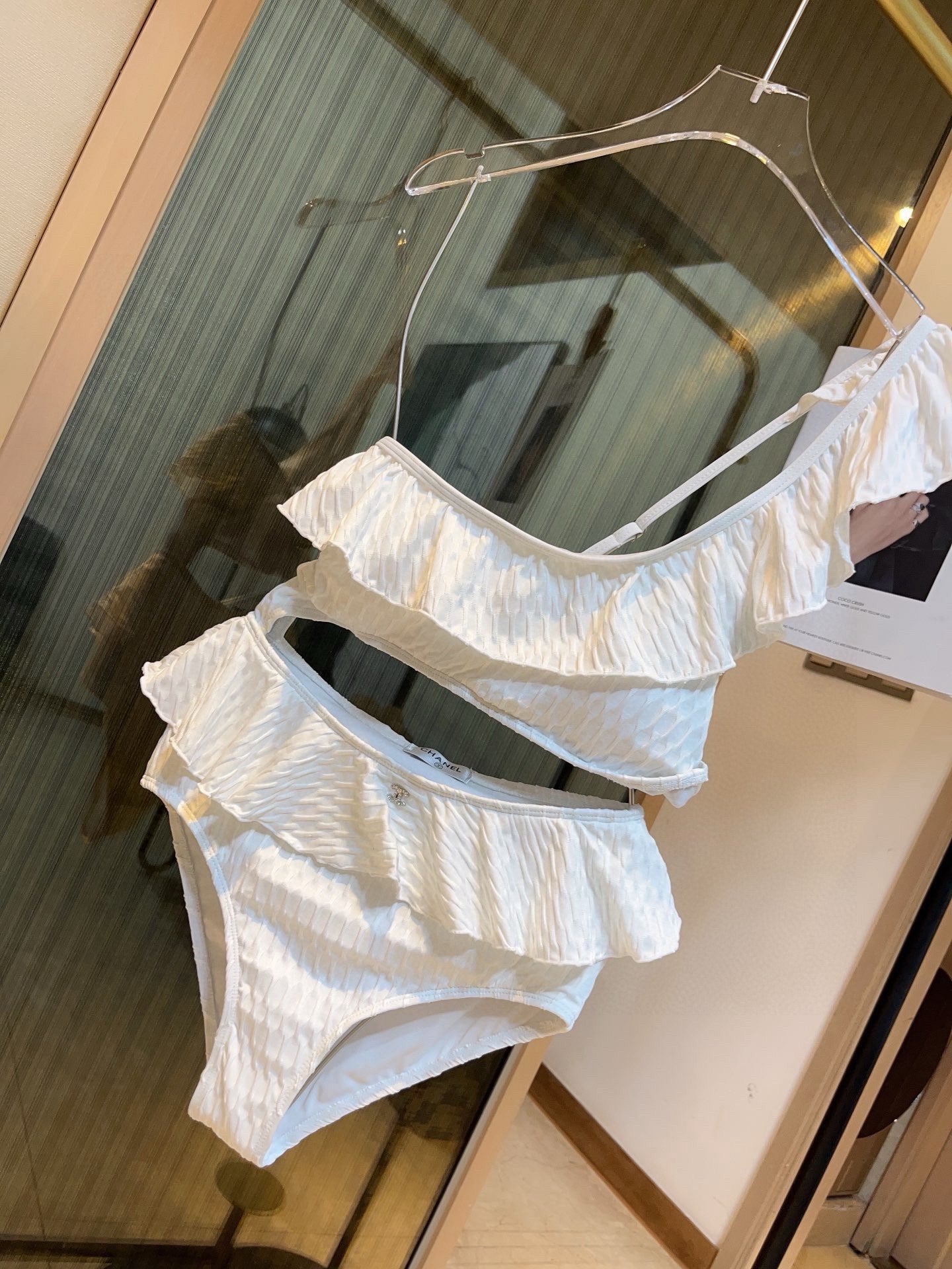 25 Summer new ruffle irregular one-piece swimsuit bikini