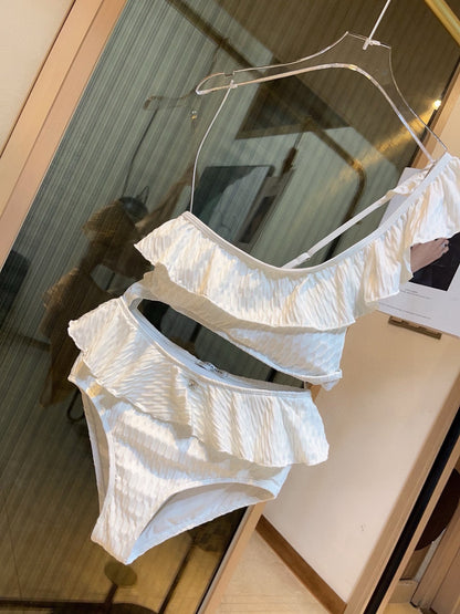 25 Summer new ruffle irregular one-piece swimsuit bikini