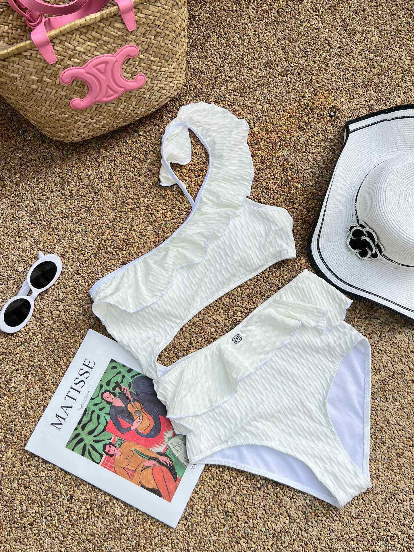 25 Summer new ruffle irregular one-piece swimsuit bikini