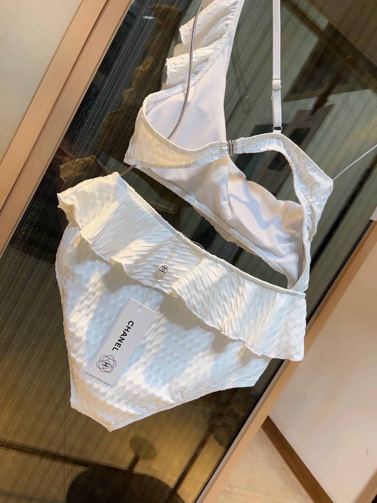 25 Summer new ruffle irregular one-piece swimsuit bikini