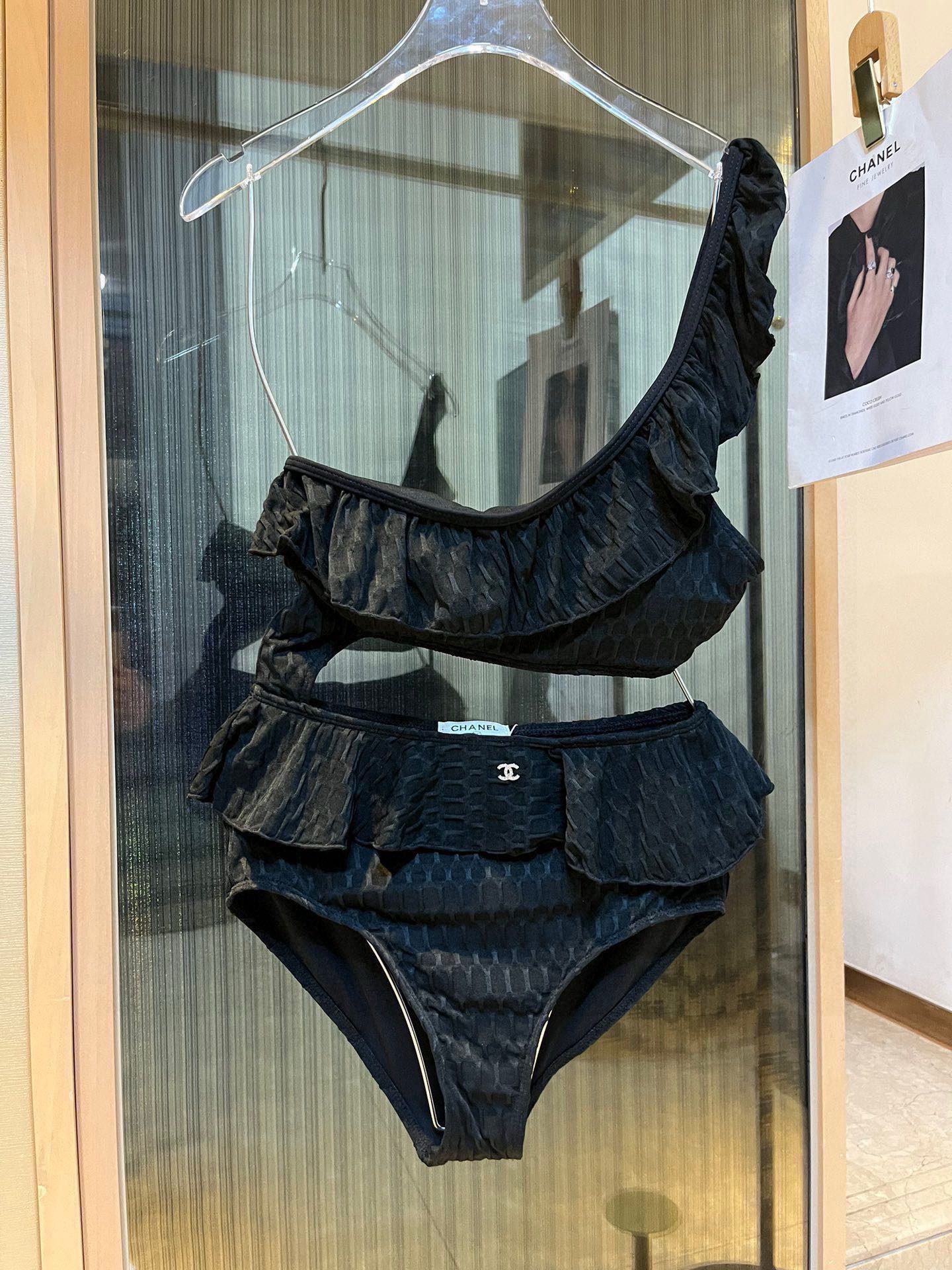 25 Summer new ruffle irregular one-piece swimsuit bikini