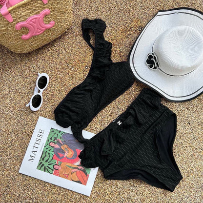 25 Summer new ruffle irregular one-piece swimsuit bikini