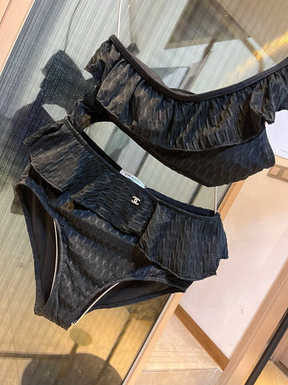 25 Summer new ruffle irregular one-piece swimsuit bikini