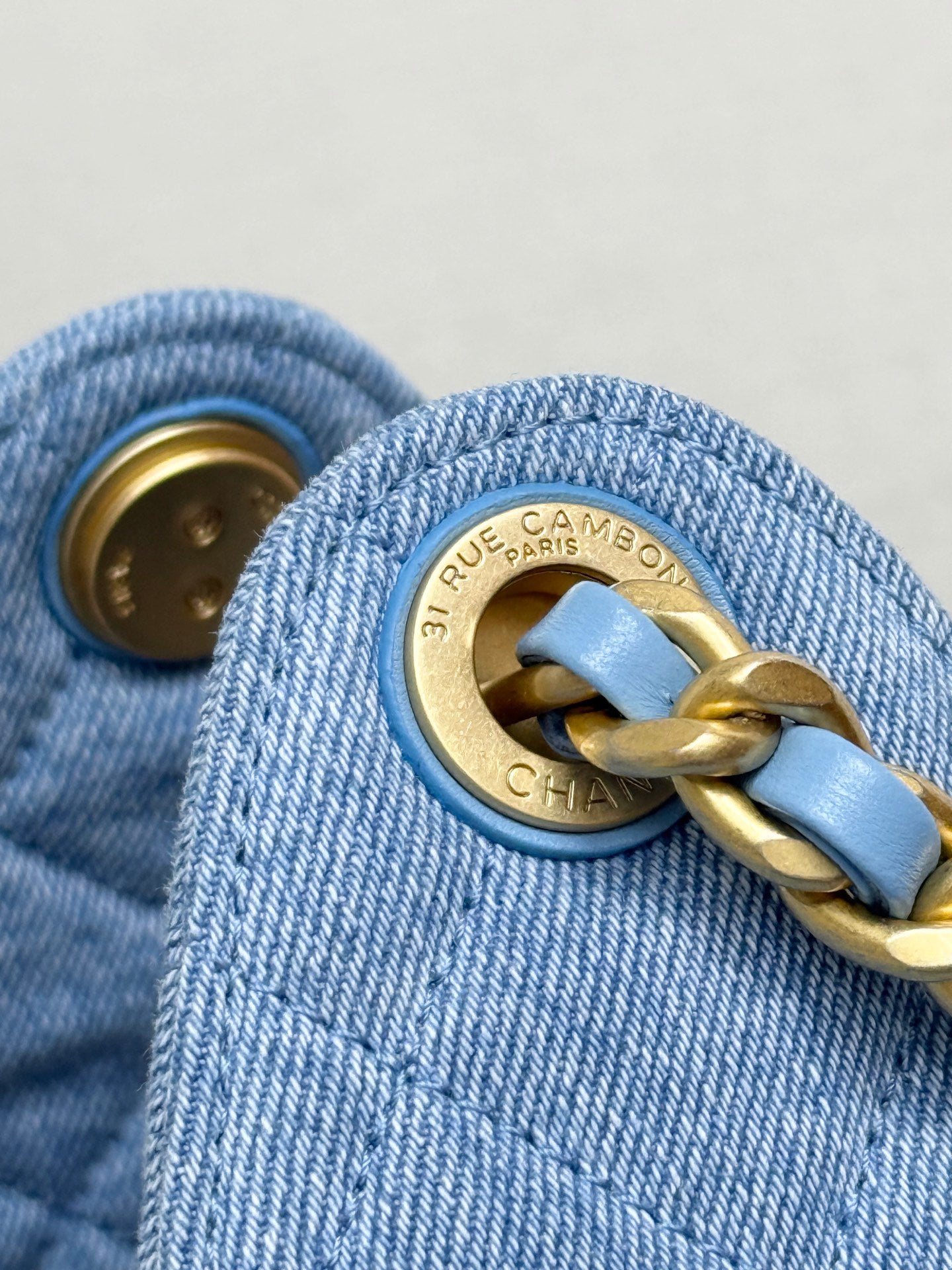 Denim Light Blue Bucket Drawstring Bag