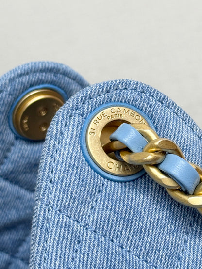 Denim Light Blue Bucket Drawstring Bag