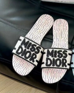 Embroidered letter slippers