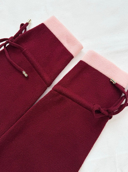 Pure wool cardigan with custom color and dyeing, contrasting color splicing, drawstring