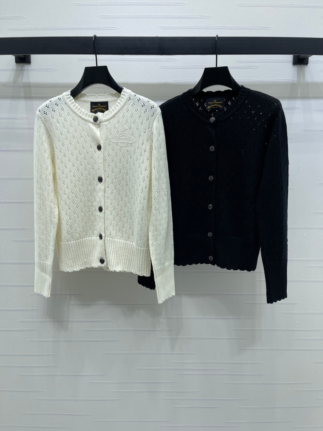 2025 Early Autumn New Floral Hollow Round Neck Long Sleeve Cardigan