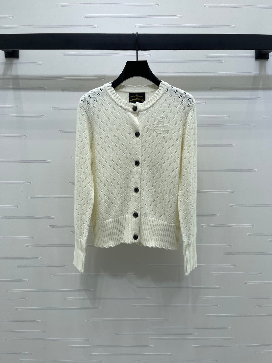 2025 Early Autumn New Floral Hollow Round Neck Long Sleeve Cardigan