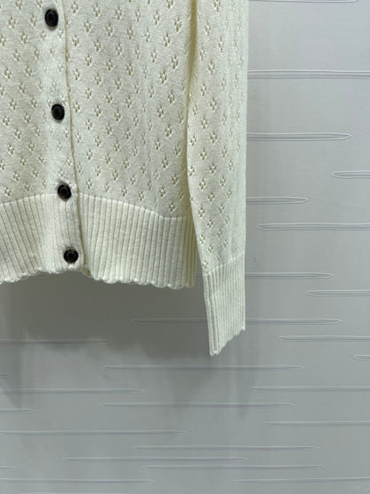 2025 Early Autumn New Floral Hollow Round Neck Long Sleeve Cardigan