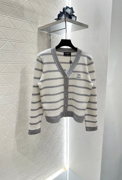 25fw Striped knitted cardigan